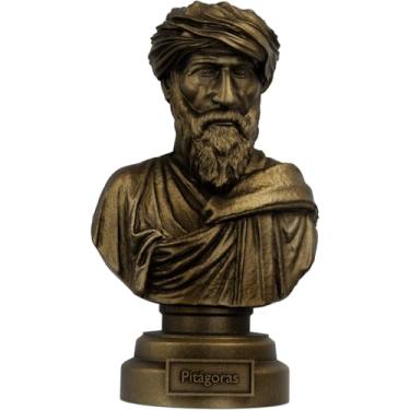 Imagem de Estátua Busto Pitágoras - Matemático e Filósofo Grego (Cor Ouro Velho)