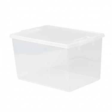 Imagem de Caixa Organizadora Transparente 16L com Tampa e Travas – Modular, Empilhável, Plástico Resistente – Ideal para Quarto, Lavanderia, Escritório. Armazenamento de Roupas, Brinquedos, Itens de Escritório