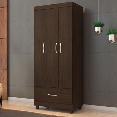 Imagem de Guarda Roupa Solteiro 3 Portas E 1 Gaveta Realeza - Ébano Touch