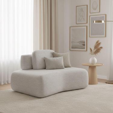 Imagem de Sofá Módulo Canto 175cm Orgânico Sala Berlim Bouclê Cinza Claro K01 - D'rossi