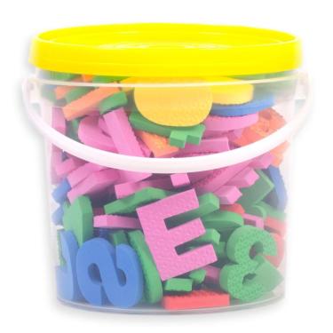 Imagem de Balde com 152 Letras Números e Sinais em Eva Tampa Amarela