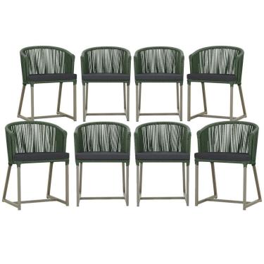 Imagem de 8 Cadeiras De Jantar área Noronha Fendi E11 Trama  Verde