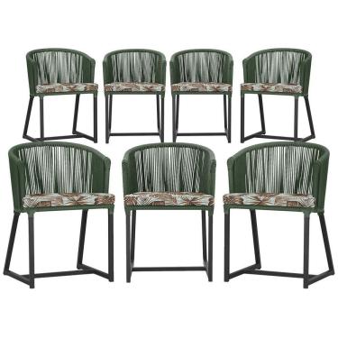 Imagem de 7 Cadeiras De Jantar área Noronha Preta E6 Trama  Verde