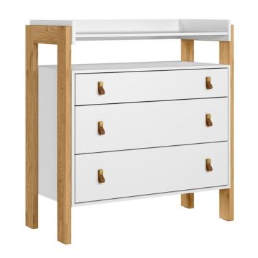 Imagem de Cômoda Com 3 Gavetas Valência Branco Acetinado