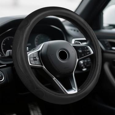 Imagem de HQRNYP Capa de volante de carro, acessórios para volante, protetor de rodas automotivas de couro de microfibra respirável, protetor universal antiderrapante de 38 cm, acessórios de carro para SUV