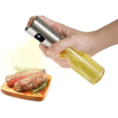 Imagem de Pacote com 2 pulverizadores de óleo para cozinhar, garrafa dispensadora de azeite de oliva de 100 ml para utensílios de cozinha, alimentos, fritadeira a ar, salada, vinagre, churrasco, bomba de aço