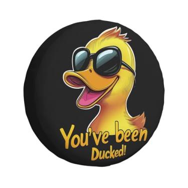 Imagem de REVENEVER Capa de pneu sobressalente para carro RV SUV impressão de pato amarelo engraçado capa de pneu à prova d'água à prova de poeira para JP Camper Travel Trailer Truck