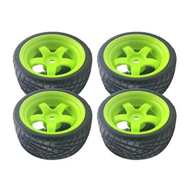 Imagem de 4 rodas e pneus de porta-malas de carro RC universal para peças de carro 1/10 - verde