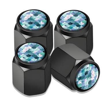 Imagem de 4 peças de tampas de haste de válvula de pneu, ajuste universal de alumínio para carros, caminhões, SUVs, motocicletas, bicicletas, acessórios de decoração de rodas, hastes de válvula, capas à prova