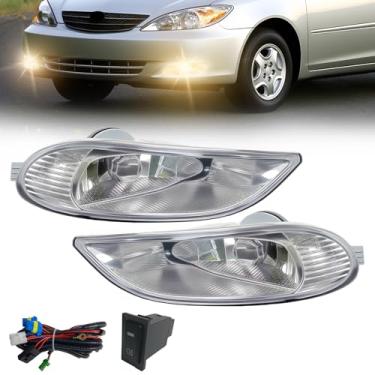 Imagem de Faróis de neblina compatíveis com 2002 2003 2004 Camry, 2005 2006 2007 2008 Corolla, 2002 2003 Solara, um par de faróis de neblina com lâmpadas de halogêneo 9006 12V 55W, chicote elétrico e lente