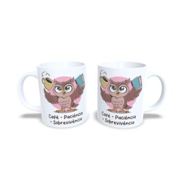 Imagem de Caneca de Cerâmica com Coruja Conselheira, Branca, 325ml, Design Divertido com Mensagens em Português (18898)