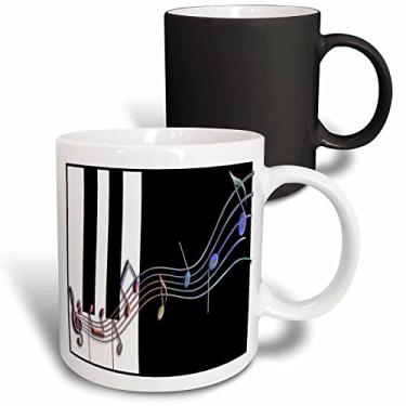 Imagem de 3dRose Caneca, notas musicais coloridas em teclas de piano - Magic Transforming Mug, 325 ml, multicolorido