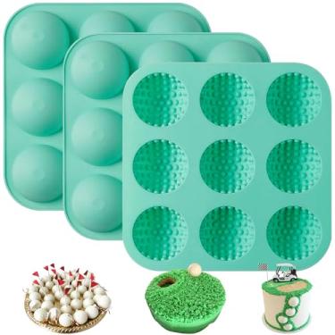 Imagem de Molde de bola de golfe para chocolate, bola de golfe de silicone com 9 cavidades, molde 3D para bomba de chocolate quente, cubo de gelo, doces, topo de bolo (pacote com 3)