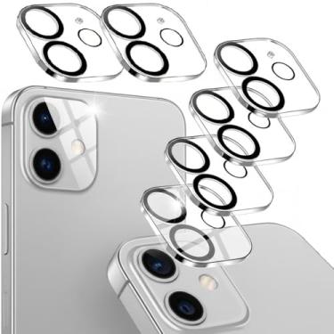 Imagem de Pacote com 6 protetores de lente de câmera para iPhone 12 MINI (5,4 polegadas) e iPhone 11 6,1 polegadas Película de vidro temperado de dureza 9H, compatível com capas, antiarranhões, não afeta fotos