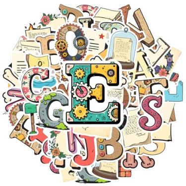 Imagem de 50 peças arte alfabética letras decorativas papelaria adesivos brinquedos coloridos para telefone faça você mesmo, guitarra, notebook, mala, laptop, bagagem, scrapbook, diário, adesivo