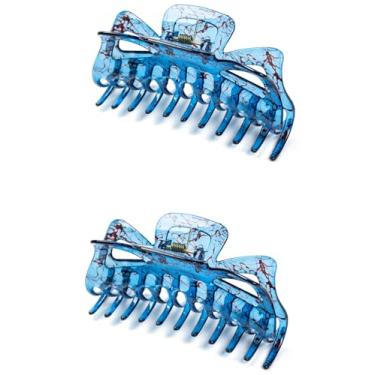 Imagem de Prettyou Grampos de cabelo grosso super grandes grampos de garra de plástico de cristal acessórios para mulheres, pacote com 2 (azul)