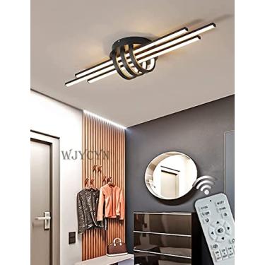Imagem de Luminária de teto LED dimerizável, luminária de teto moderna para sala de estar, design geométrico linear com controle remoto, iluminação de teto de 3000K a 6000K para quarto, sala de jantar