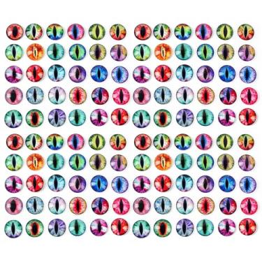 Imagem de Cabochão de vidro sortido com 150 peças, olhos de boneca animal, olhos de dragão planos, olhos de cobra, olhos de sapo, cabochão para artesanato, 6 mm, adesivos de olhos de vidro para esculturas de