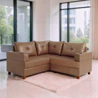 Imagem de Sofá 4 Lugares 1,77x1,77m Canto Essenza Plus Bom Pastor, Castor Veludo