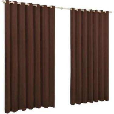 Imagem de Cortina de Microfibra 2,00x1,70 Marrom Ilhós Cromado - Confecções evan