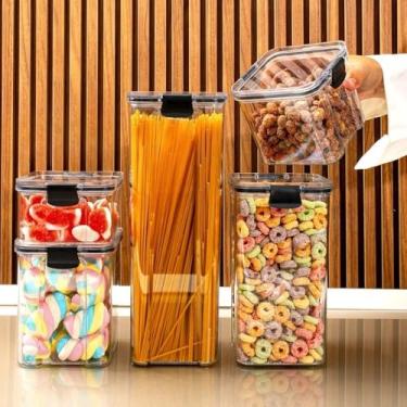 Imagem de Pote de armazenamento cafe Monte seu Kit Pote Hermético para Mantimentos de Cozinha Dispensa Armário Plástico(Kit 6-5 Potes)