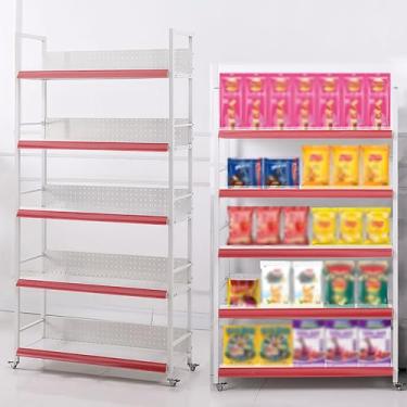 Imagem de Organizador de lanches com 4 ganchos e 4 rodas, cesta de frutas e vegetais para loja 3/4/5 camadas empilháveis de armazenamento de aço carrinho organizador, para cozinha despensa banheiro (cor: branco