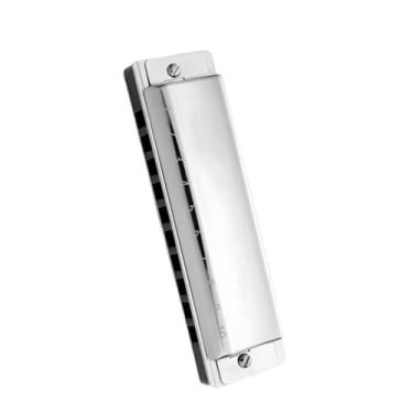 Imagem de Gaita profissional 10 furos Blues C chave prata elegante instrumento gaita com estojo de resina