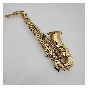 Imagem de Saxofone alto EB Tunes latão banhado a ouro instrumento musical profissional com estojo para saxofone reto