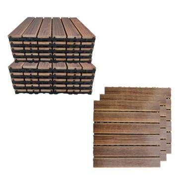 Imagem de Azulejos de madeira feitos de madeira maciça 30 x 30 cm, 1 ㎡ telha de deck com sistema de clique fácil piso de varanda, azulejos de madeira, varanda, azulejos para pátios e varandas 11 peças