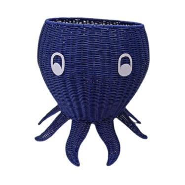 Imagem de Bothyi Cestas de armazenamento de tecido Cestas de frutas e pão Bonito desenho animado portátil Organizador de prateleiras de tecido à mão para sala de estar, Imitação de Vime Pp