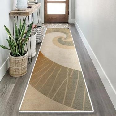 Imagem de HGTRH Tapete listrado lavável, corredor minimalista moderno para corredor, cozinha, quarto, laranja, marrom, listrado, decoração de casa, tapete longo antiderrapante B 50 x 90 cm
