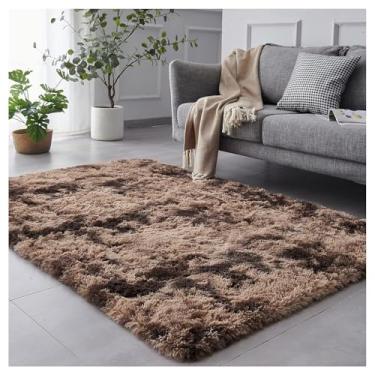 Imagem de SPXMQSS Tapete macio e longo de pelúcia para sala de estar, tapetes antiderrapantes que não caem para quarto, lavável na máquina para sala de estar, quarto, cabeceira, casa cáqui 200 x 300 cm