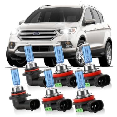 Imagem de KINGSOFE Lâmpadas de farol de halogênio Odyssey para Honda Odyssey 2011-2020, farol alto 9005 H11 farol baixo + combo de faróis de neblina H11, lâmpadas brancas ultra brilhantes 6000K, 12V-100W