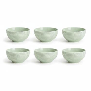 Imagem de Kit 6 Bowl Tigela Verde Relevo Shell 408 ml Germer Porcelana