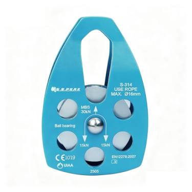 Imagem de Polia de resgate grande SEPEAK CE 30kN com placa giratória, polia de escalada portátil ao ar livre para tirolesa de quintal, escalada e levantamento de resgate, serve para corda de até 16 mm/comporta