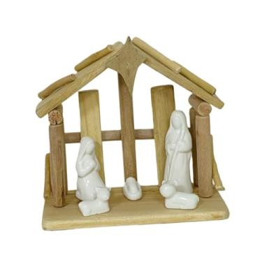 Imagem de Fenteer Presépio de Natal Artesanal - Estátua Decorativa de Natal com a Cena do Nascimento de Jesus - Ornamento para Lareira - Decoração de