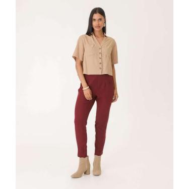 Imagem de Calça Feminina Reta Alfaiataria Marisa-74512, 40, Vermelho