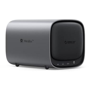 Imagem de ORICO Armazenamento conectado à rede, compartilhamento de links e acesso remoto, álbuns de IA e biblioteca de mídia 4K, slot HDD * 2, slot SSD M.2 NVMe * 2, 2,5 GbE * 2, armazenamento NAS MetaBox