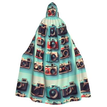 Imagem de SKKNT Retro Cool Camera Collection Print Halloween Hooded Cloak Carnival Theme Party Halloween Witch & Vampire Costumes