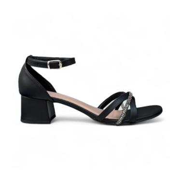 Imagem de Sandalia Salto Bloco Baixo Tamanho 40 41 42 43 Strass Confort