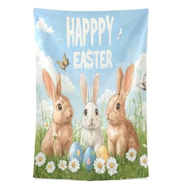 Imagem de STAYTOP Tapeçaria fofa de coelhinho da Páscoa tapeçarias para decoração de casa decoração de dormitório sala de estar quarto tapete de parede (60 × 40 pol)