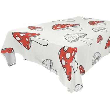 Imagem de Burbuja Toalha de mesa de cogumelos, toalha de mesa retangular, anti-rugas, grossa para decoração de jantar, cozinha, festa, 137 x 183 cm