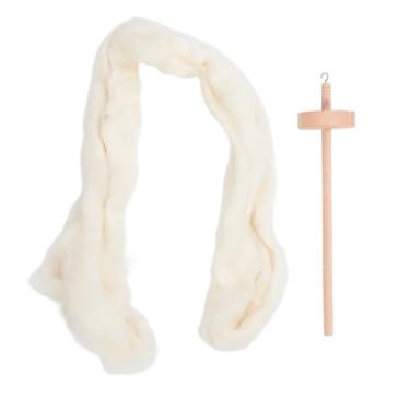 Imagem de AUNMAS Fuso Profissional de Madeira, Madeira de Faia, Controle de Fio Sem Esforço, Balanceado para Iniciantes, Kit Completo para Fiar lã para tricô e Tecelagem