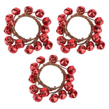 Imagem de SIWOTED 3 peças guirlanda de sino pequeno enfeite de natal enfeite artesanato porta de metal de ferro decoração de casa (Vermelha)