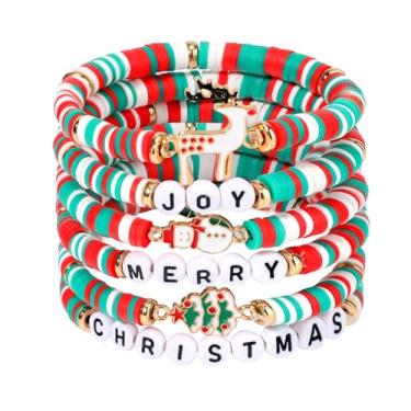 Imagem de DATANSUN Pulseiras de Natal 【Estilo festivo】【Elástico】【Leve】 Presentes de Natal para mulheres/homens, General, Miçanga