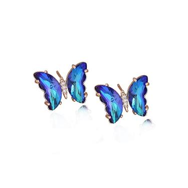 Imagem de Locrccl Brincos de borboleta coloridos vintage boêmio esmaltado zircônia cúbica borboleta bonito declaração estética brincos para mulheres joias presentes de dia das mães, Metal, Sem pedra preciosa