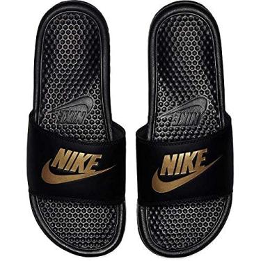 Imagem de Nike Sandália esportiva masculina Benassi Solarsoft Slide, Núcleo preto/dourado metálico, 11
