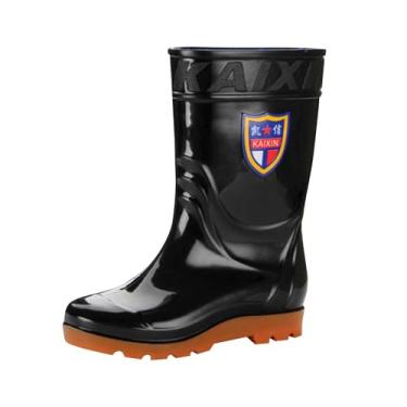 Imagem de Botas de chuva masculinas casuais de cano médio, estilo de proteção do trabalho para primavera, verão, uso ao ar livre e lazer, Preto, 40