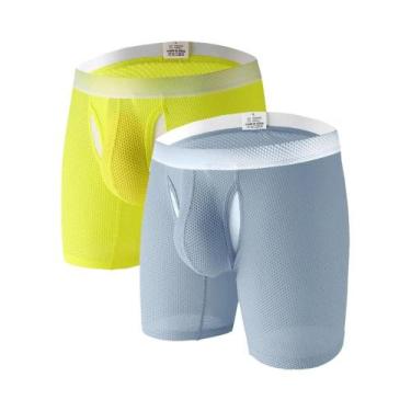 Imagem de Shorts Boxer Longos Respiráveis Para Homens, Roupa Íntima Esportiva, P