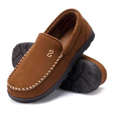Imagem de Zizor Pantufas masculinas mocassim com espuma viscoelástica, sapatos para uso interno e externo, Camelo, 42